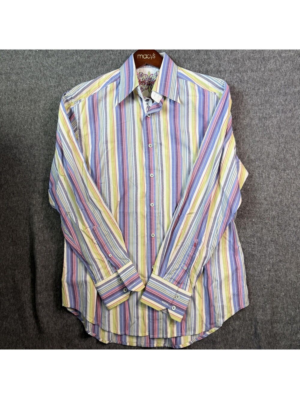 Robert Graham Striped Shirt Mens Large Multicolor Cotton Button Up Casual